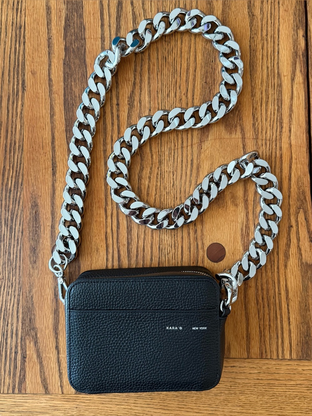 KARA Universal XL Chain Camera Bag - Black Pebbled Leather